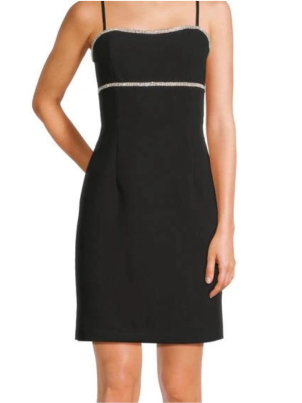 H&M Black Beaded-Trim Spaghetti Strap Dress